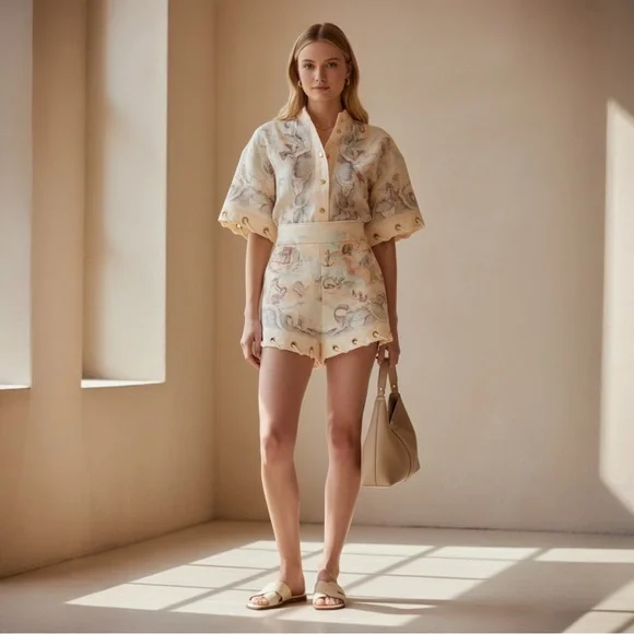 ZIMMERMANN Printed linen shorts Size0 - Picture 4 of 6